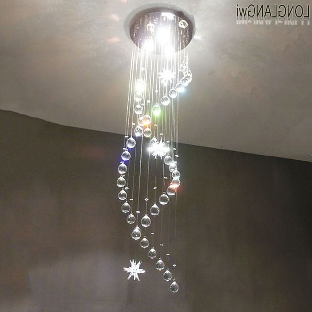 Stairwell Chandelier Within Trendy New Modern Small Spiral Staircase Lights Crystal Chandelier Led (View 5 of 10)
