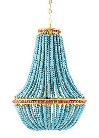 Turquoise Beaded Chandelier Light Fixtures For Most Current Amazon: Creative Co Op Wood Beaded Chandelier,  (View 4 of 10)