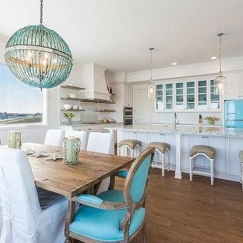 Turquoise Beaded Orb Chandelier Over Dining Table – Contemporary For Well Liked Turquoise Orb Chandeliers (View 3 of 10)
