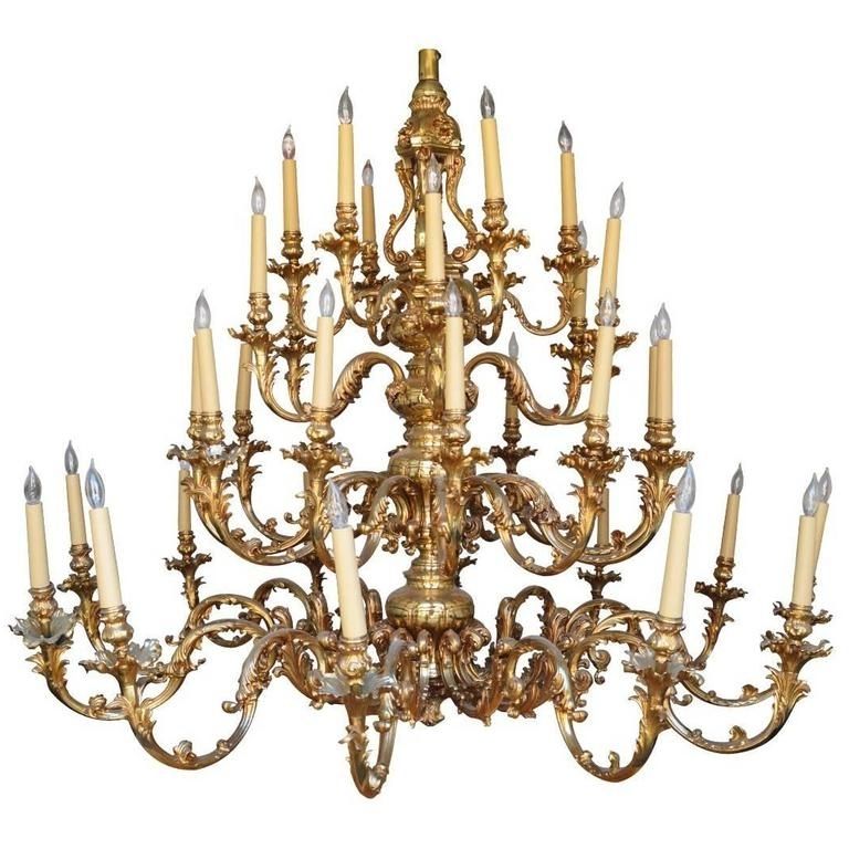 Two Very Large Ornate Palace Size Brass Thirty Five Light Regarding Well Liked Ornate Chandeliers (View 4 of 10)