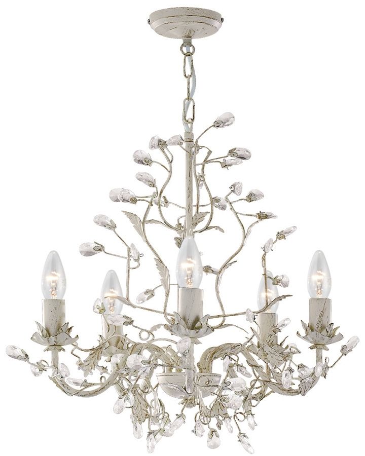Well Known Cream Gold Chandelier Intended For Almandite Cream / Gold 5 Light Chandelier With Crystal 2495 5cr (View 1 of 10)
