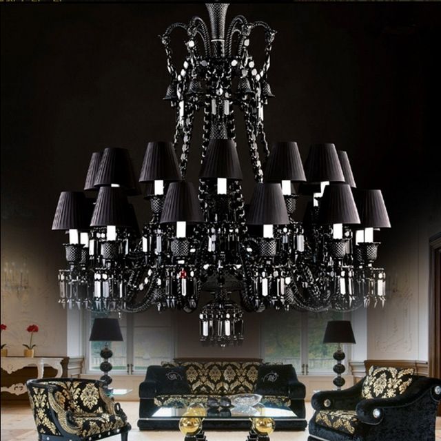Well Known Large Black Chandelier In Black Chandelier For Living Room 24 Arm Retro Large Black Crystal (View 3 of 10)