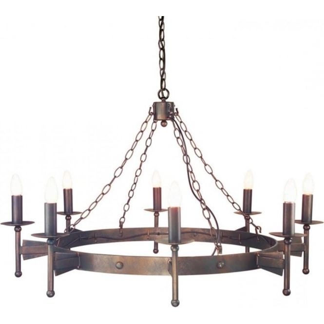 Well Known Medieval Wrought Iron Hoop Chandelier, 8 Lights, Old Bronze Finish With Iron Chandelier (View 8 of 10)