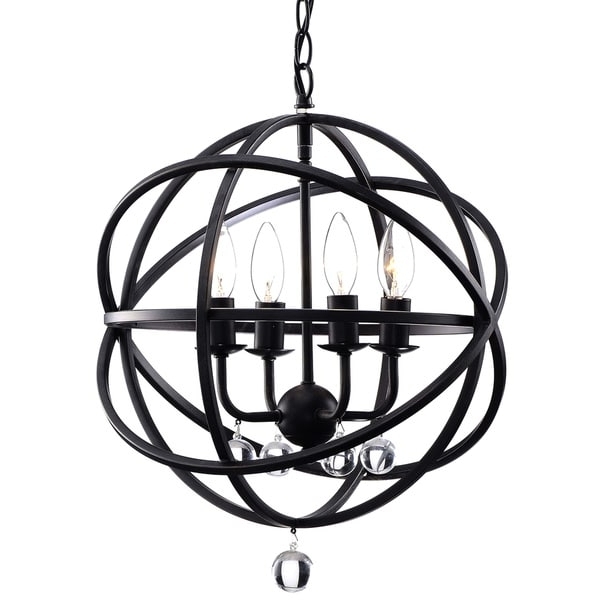 Well Known Metal Sphere Chandelier Pertaining To Carbon Loft Bidwell Antique Black Metal Sphere 4 Light Crystal (Photo 1 of 10)