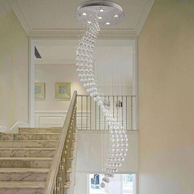Well Known Staircase Chandeliers Pertaining To 50*200cm Spiral Rain Drop Chandelier Modern Crystal Chandeliers (View 1 of 10)