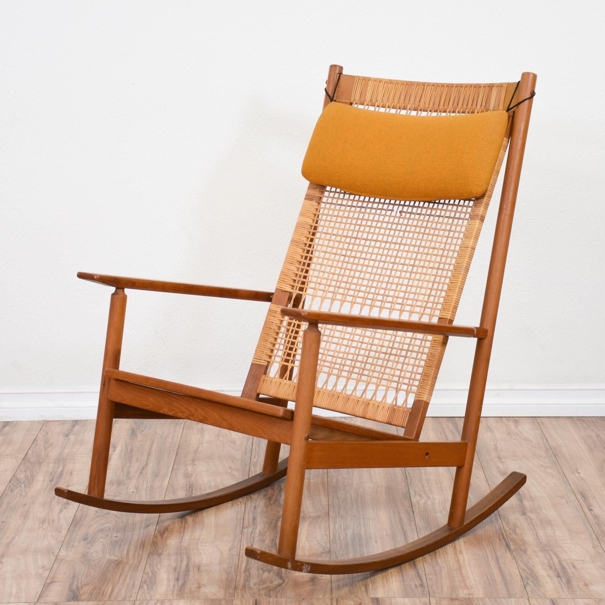 2017 This Mid Century Modern Rocking Chair Featured Solid Wood Yellow For Yellow Outdoor Rocking Chairs (Photo 13 of 15)