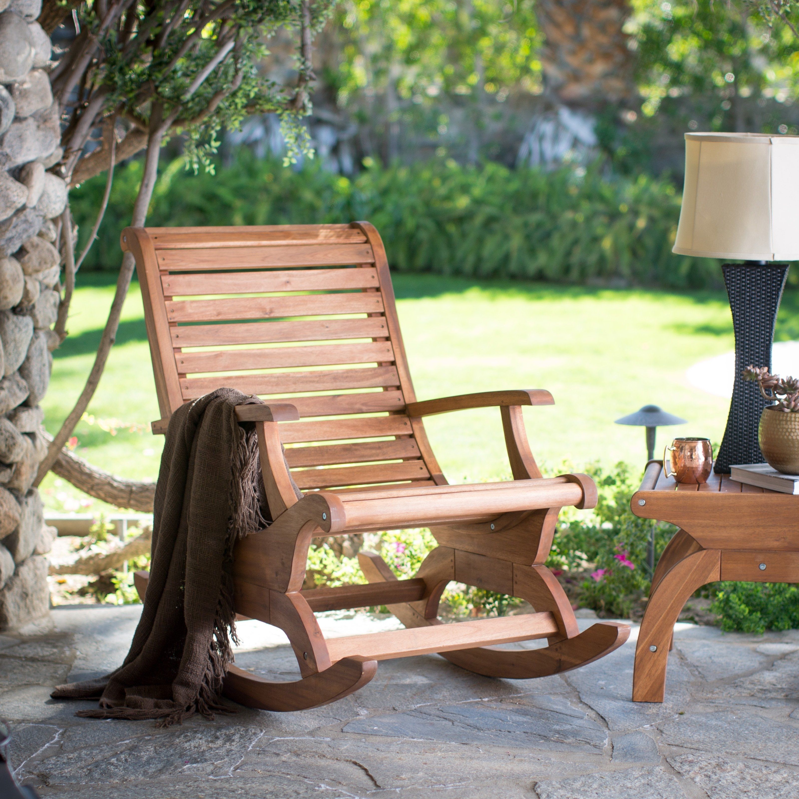 2018 Belham Living Avondale Oversized Outdoor Rocking Chair – Natural Within Outdoor Rocking Chairs With Table (View 2 of 15)