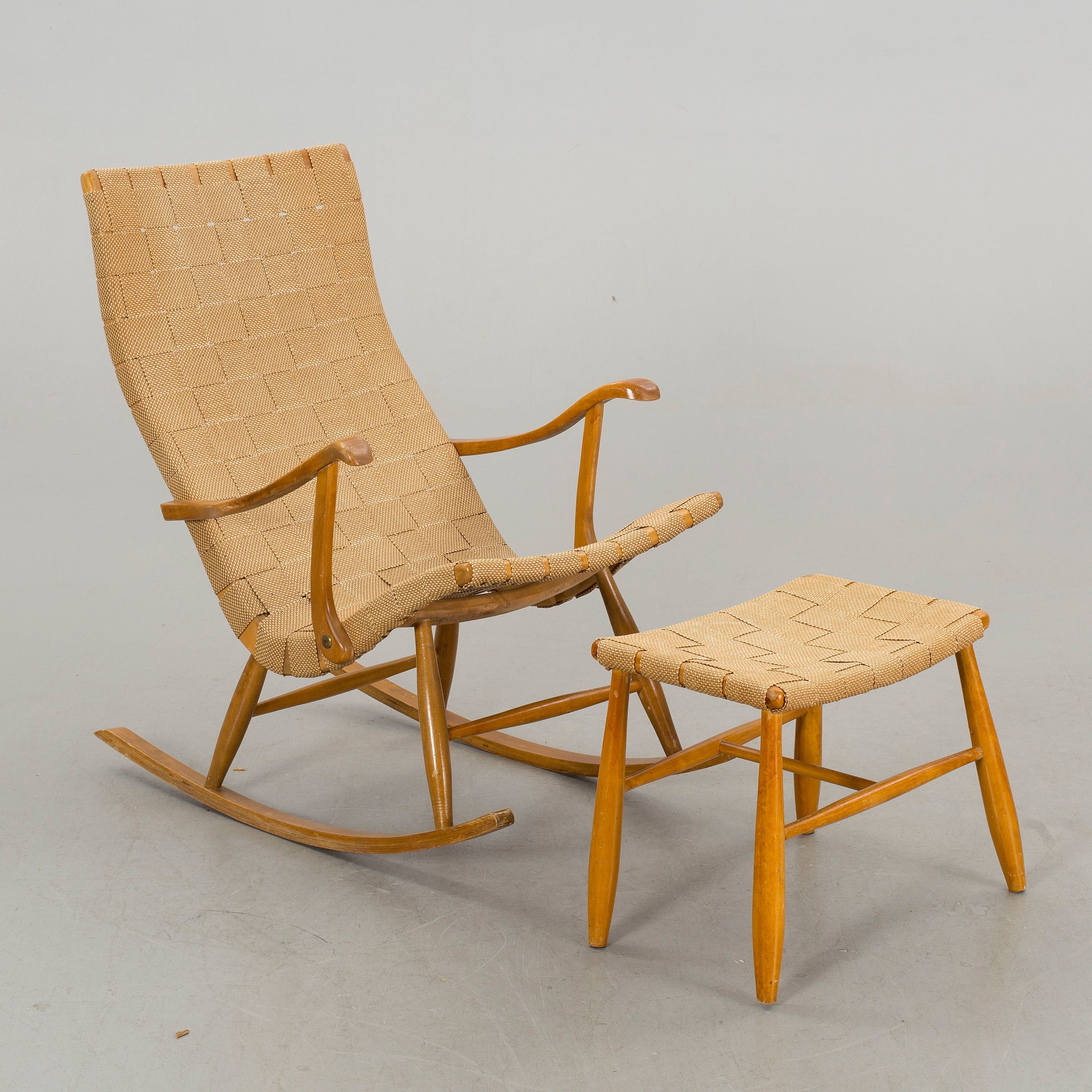A Rocking Chair With Footstool, 1940/50s, – Bukowskis Within Newest Rocking Chairs With Footstool (View 12 of 15)