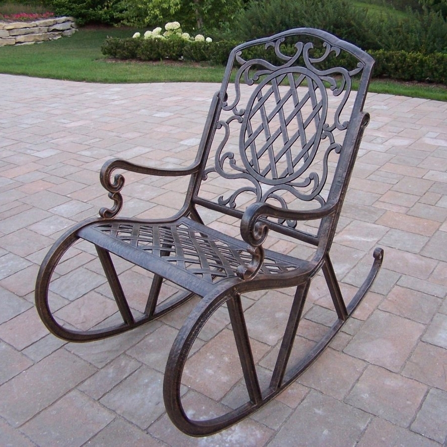 Aluminum Patio Rocking Chairs Throughout Trendy Shop Oakland Living Mississippi Aluminum Rocking Chair With Woven (Photo 1 of 15)