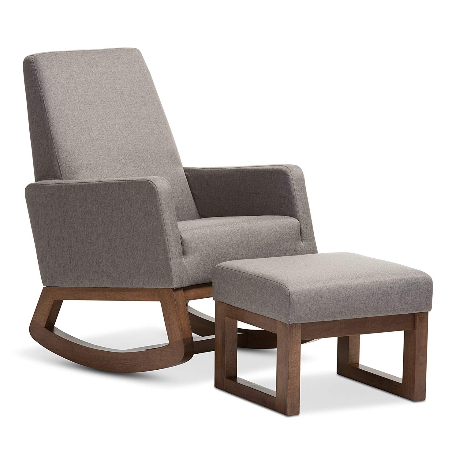 Amazon: Baxton Studio Yashiya Mid Century Retro Modern Fabric Throughout Best And Newest Rocking Chairs With Ottoman (Photo 1 of 15)