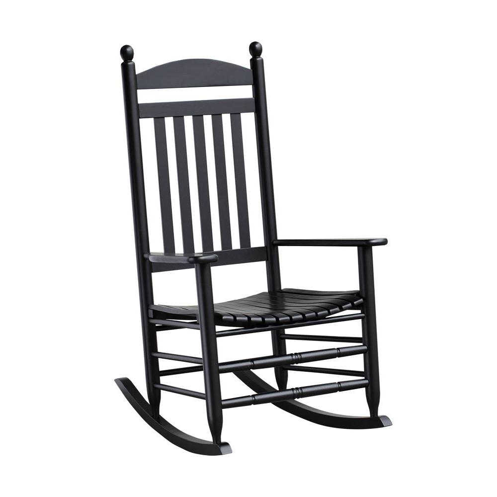 Bradley Black Slat Patio Rocking Chair 200sbf Rta – The Home Depot For Favorite Patio Rocking Chairs With Covers (Photo 1 of 15)