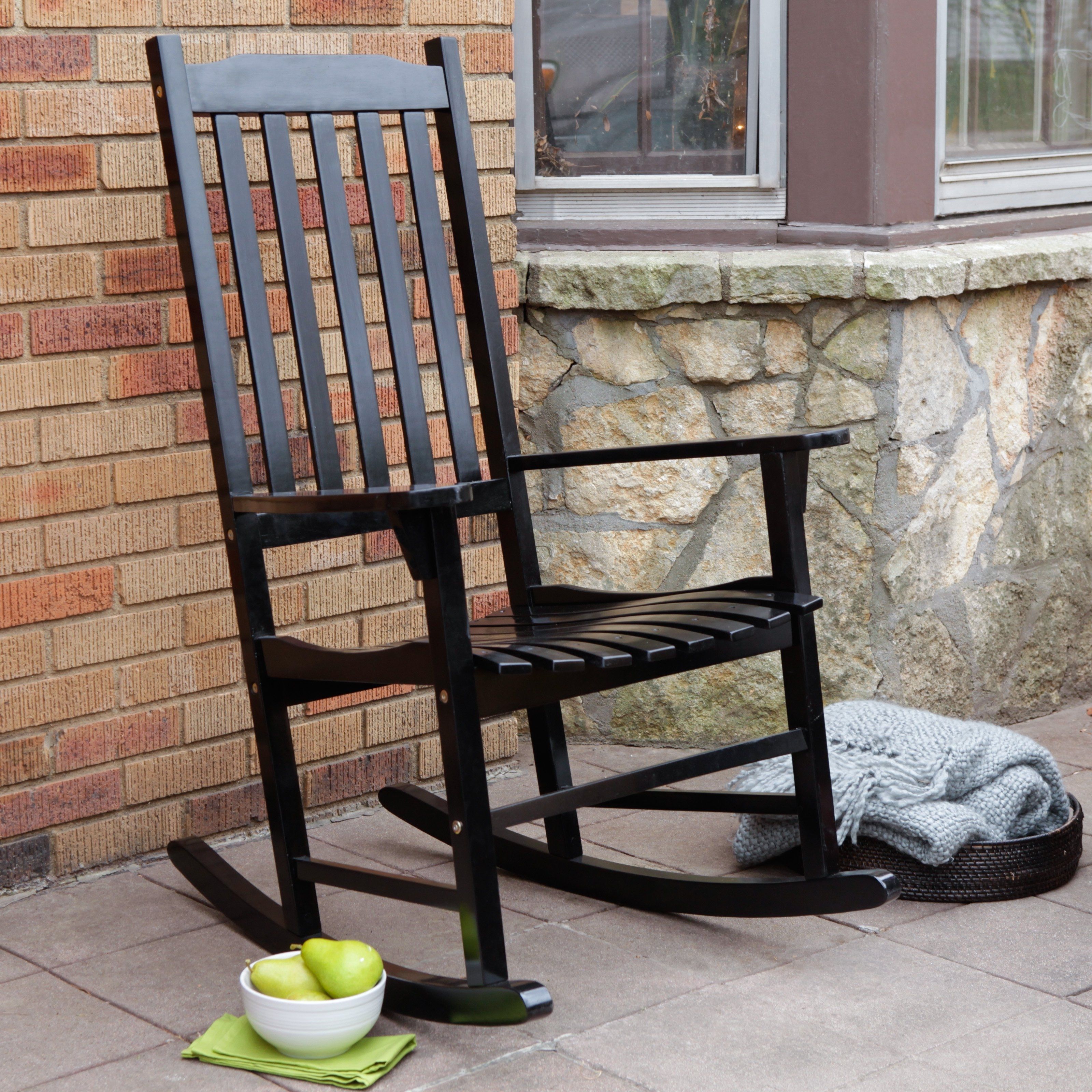 Coral Coast Indoor/outdoor Mission Slat Rocking Chair – Black For Current Black Patio Rocking Chairs (View 4 of 15)