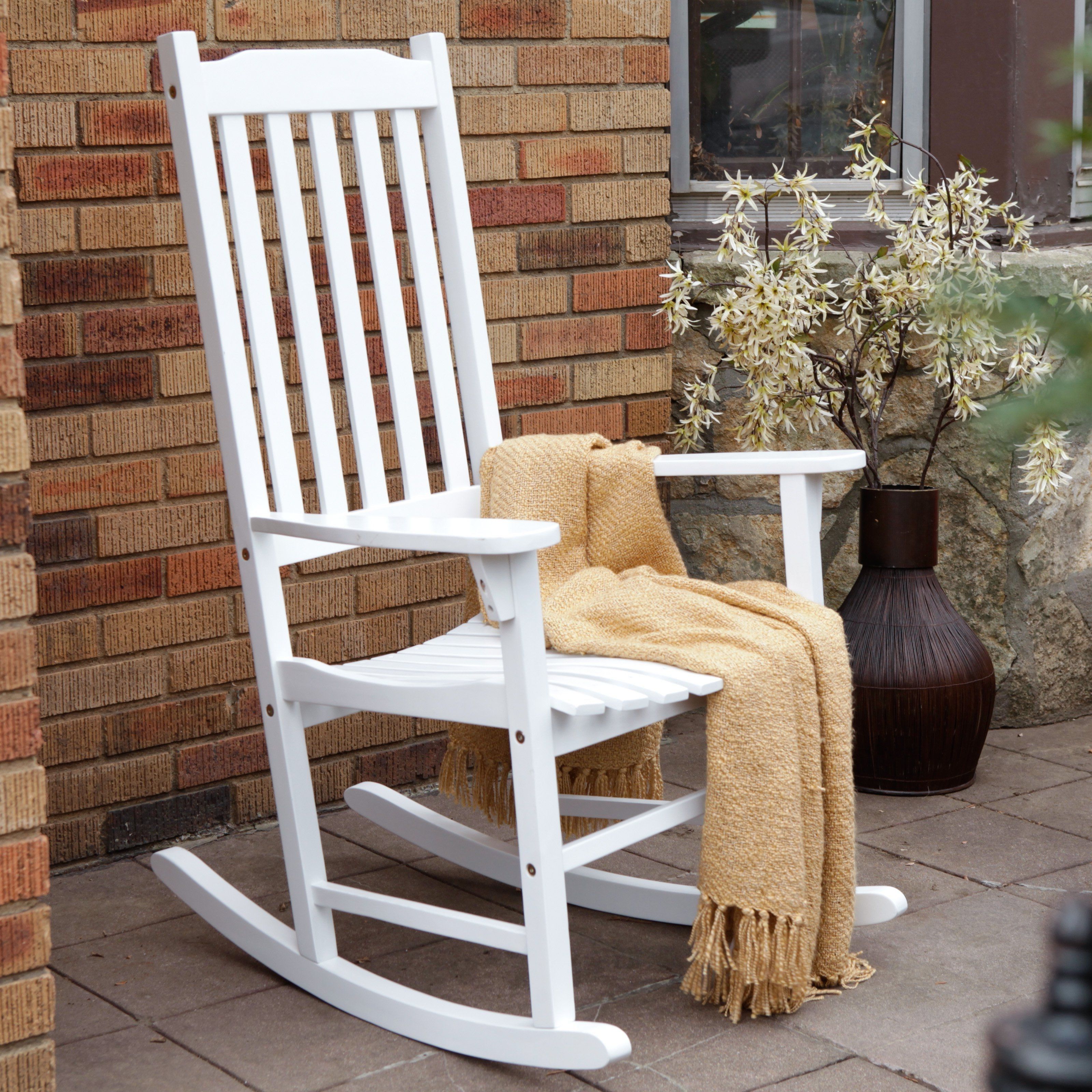 Coral Coast Indoor Outdoor Mission Slat Rocking Chair White Design Inside Famous White Patio Rocking Chairs (Photo 14 of 15)