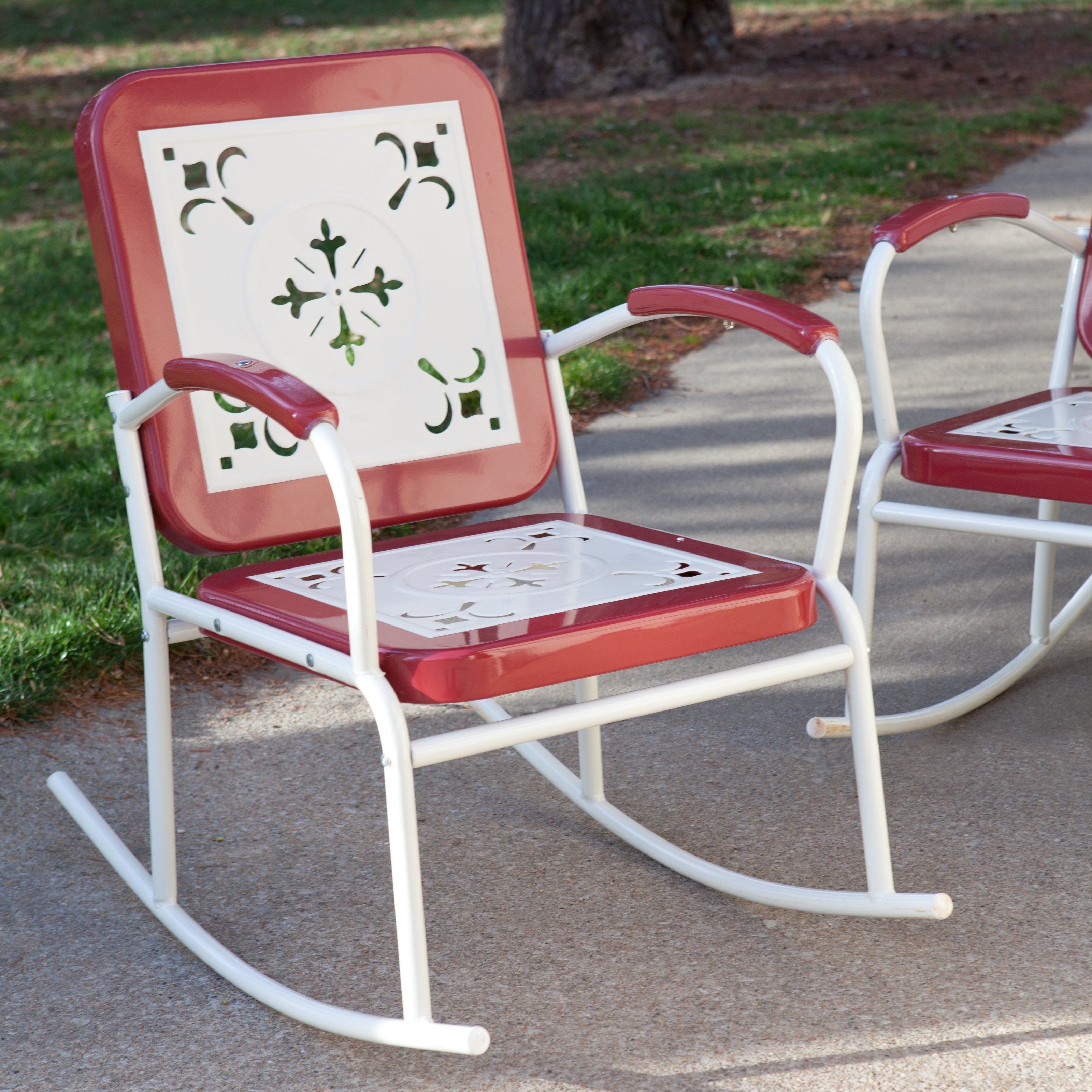 Coral Coast Paradise Cove Retro Metal Rocking Chairs – Set Of 2 Intended For Most Recently Released Vintage Outdoor Rocking Chairs (Photo 1 of 15)