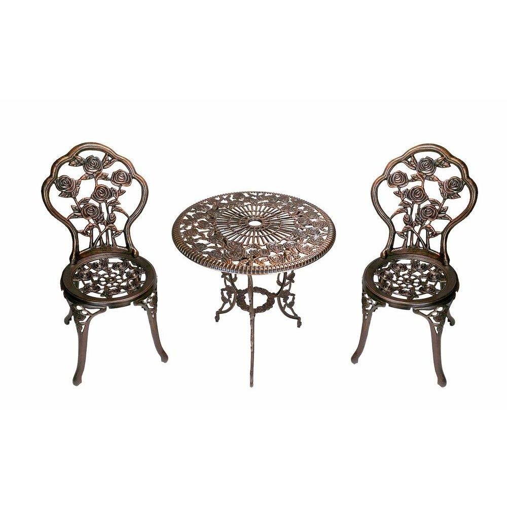 Current Oakland Living Rose 3 Piece Patio Bistro Table Set 3705 Ab – The Regarding Rocking Chairs At Roses (View 13 of 15)