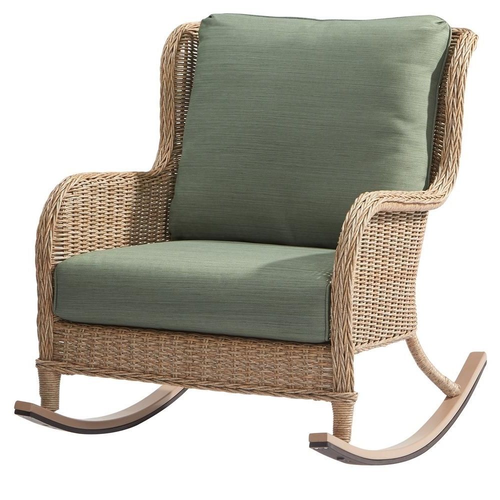Fashionable Outdoor Wicker Rocking Chairs With Cushions With Hampton Bay Lemon Grove Wicker Outdoor Rocking Chair With Surplus (Photo 1 of 15)