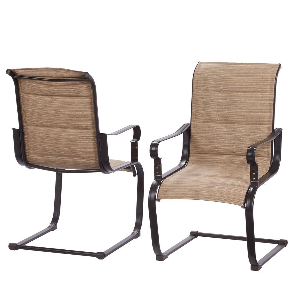Hampton Bay Rocking Patio Chairs Pertaining To Recent Hampton Bay Belleville Rocking Padded Sling Outdoor Dining Chairs (2 (Photo 1 of 15)