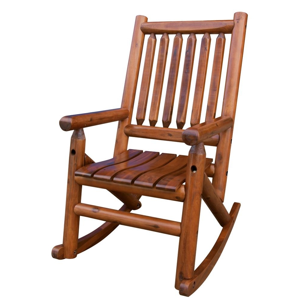 Leigh Country Amberlog Patio Rocking Chair Tx 36000 – The Home Depot In Most Up To Date Brown Patio Rocking Chairs (View 6 of 15)