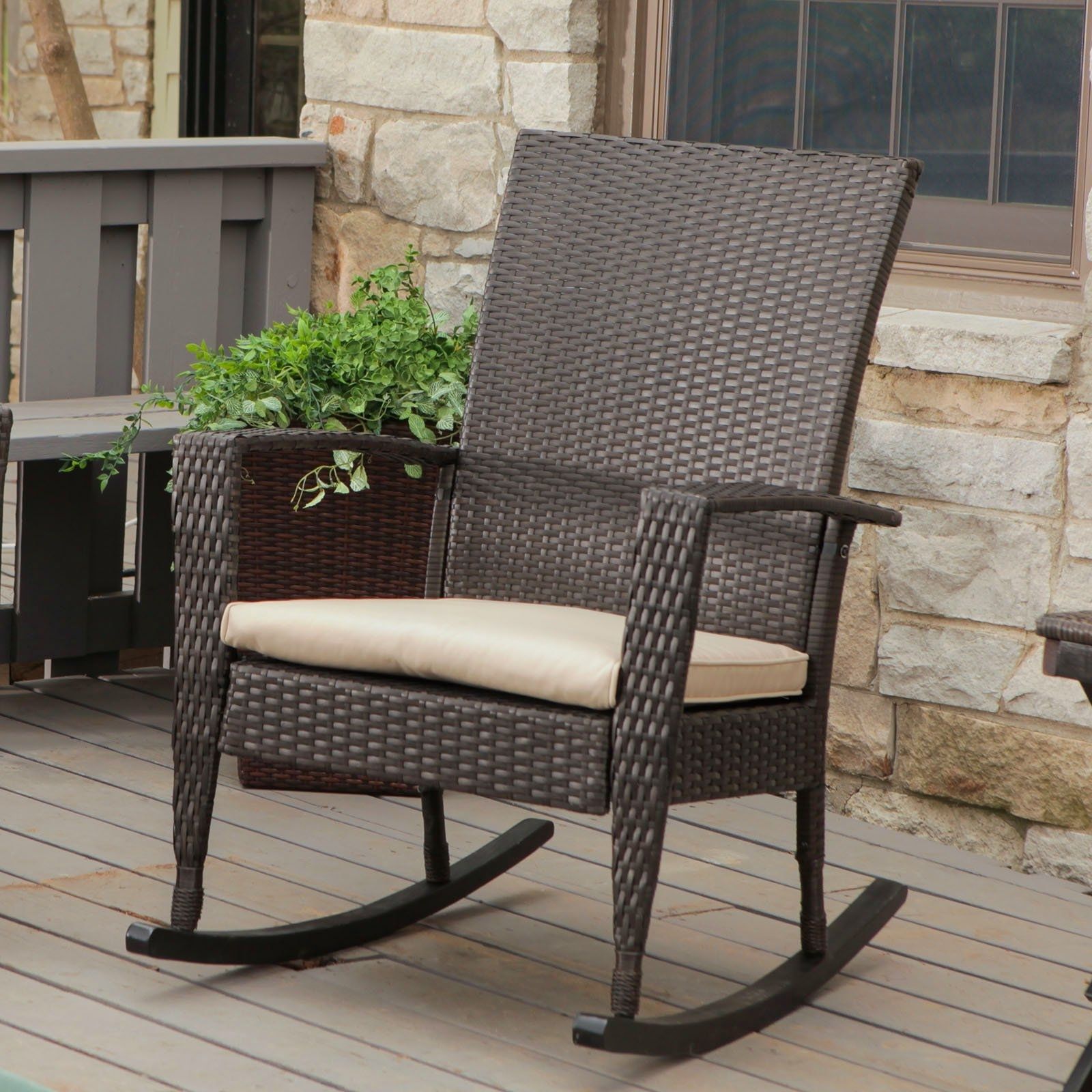 Most Current Outdoor Wicker Rocking Chairs With Cushions Within Furniture Outdoor Wicker Rocking Chairs With Cushions Wood Winning (View 13 of 15)
