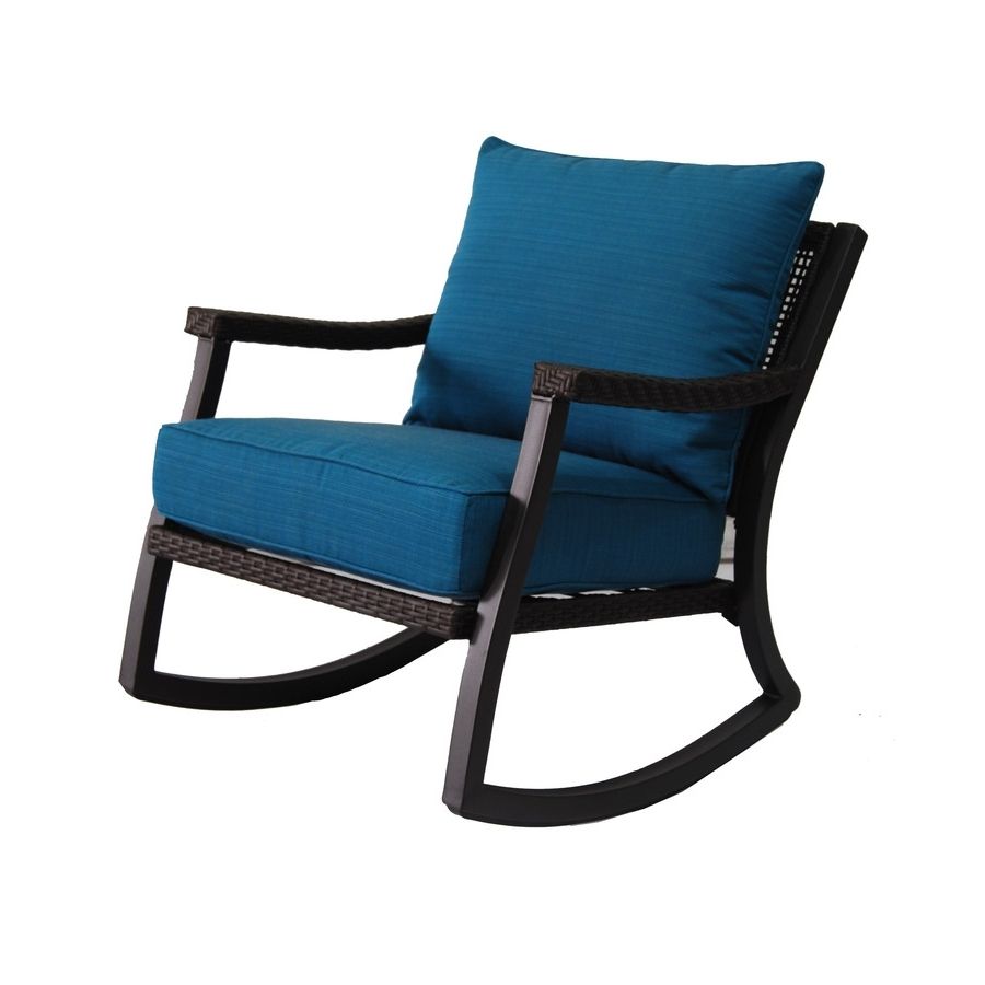 Most Popular Patio Rocking Chairs With Covers Within Shop Allen + Roth Netley Brown Wicker Rocking Patio Conversation (View 5 of 15)