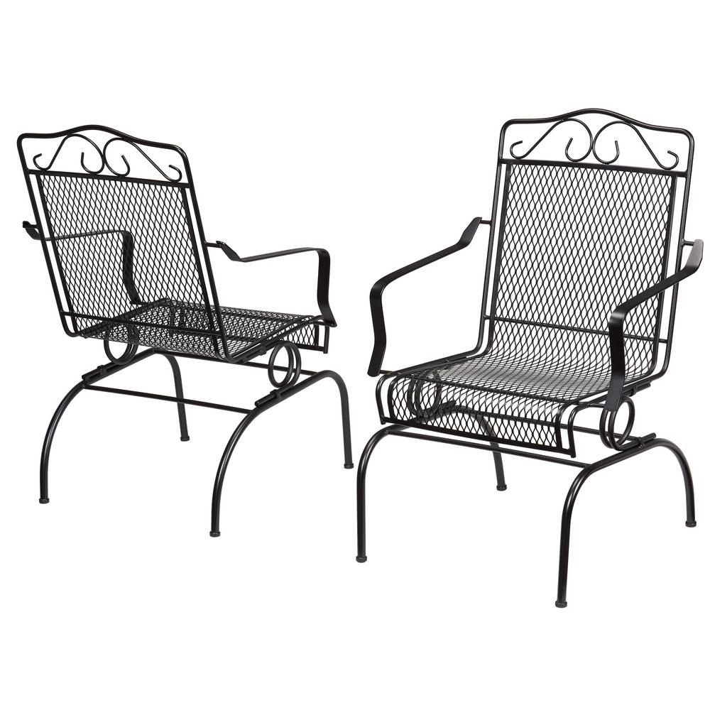 Most Recent Hampton Bay Nantucket Rocking Metal Outdoor Dining Chair (2 Pack In Iron Rocking Patio Chairs (View 1 of 15)