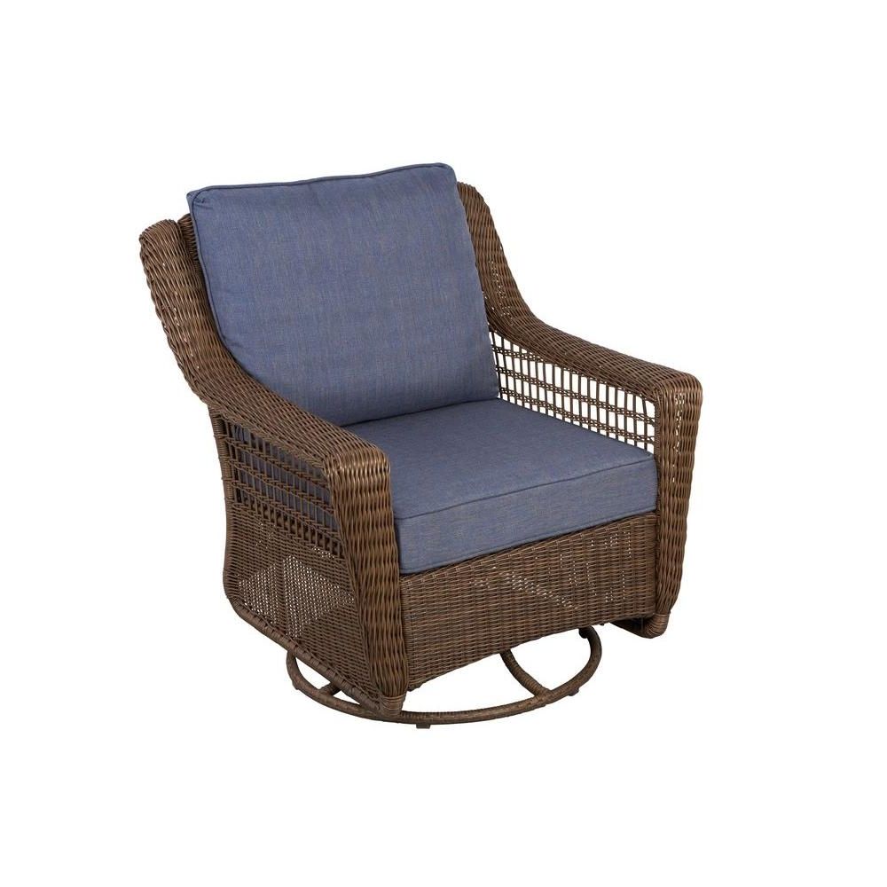 Most Recently Released All Weather Patio Rocking Chairs Throughout Hampton Bay Spring Haven Brown All Weather Wicker Outdoor Patio (View 11 of 15)