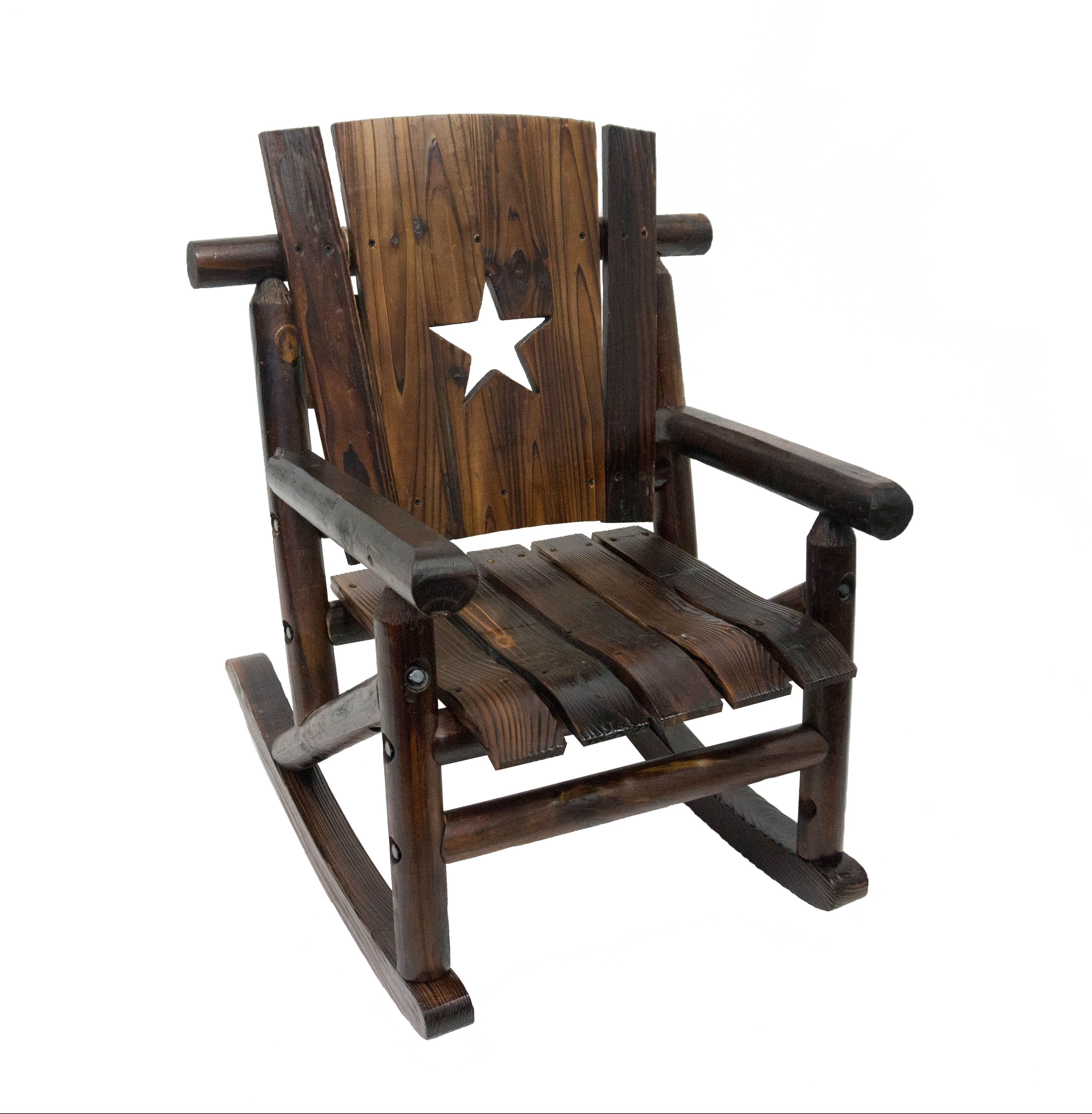 Most Up To Date Leighcountry Char Log Junior Lil' Cut Out Star Single Rocking Chair Regarding Char Log Patio Rocking Chairs With Star (View 4 of 15)
