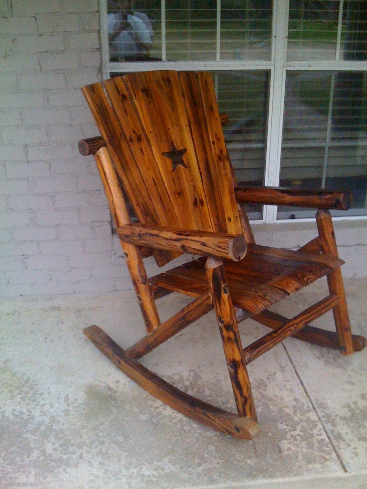 Outdoor Wooden Rocking Chairs Rustic : Pleasure Outdoor Wooden Intended For Popular Rocking Chair Outdoor Wooden (View 1 of 15)