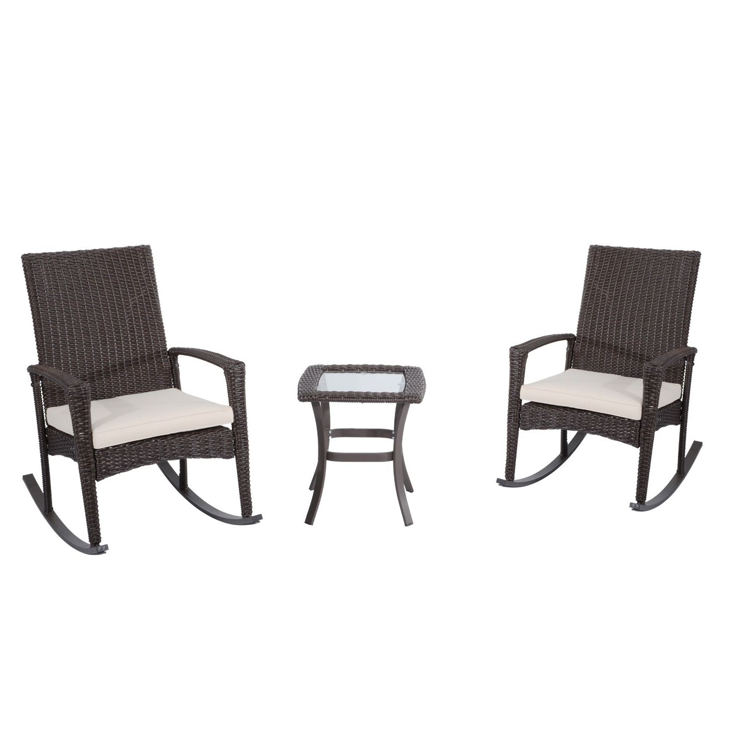 Outsunny 3 Piece Outdoor Rocking Chair And Table Set – Gifts Under $300 For Favorite Outdoor Rocking Chairs With Table (View 15 of 15)