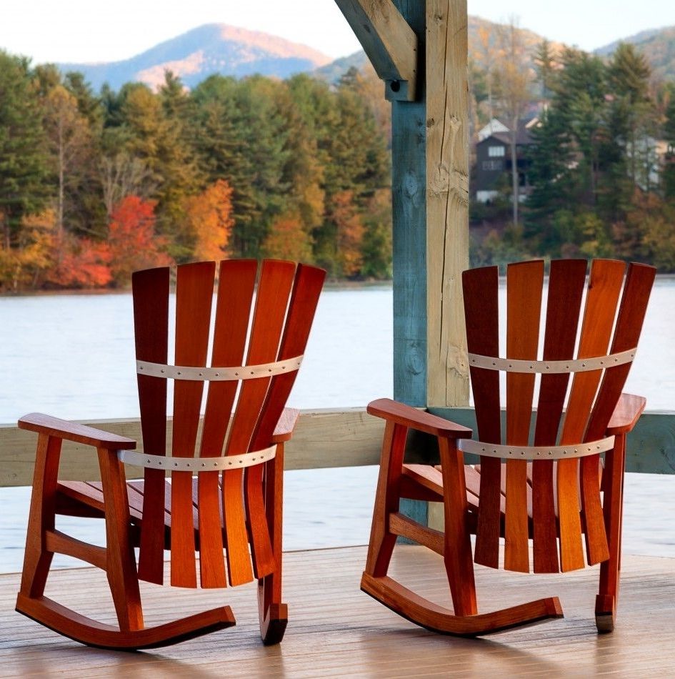 Patio & Outdoor Best Patio Rocking Chairs 2 Set Sunniva Wood Patio Regarding Most Popular All Weather Patio Rocking Chairs (View 3 of 15)