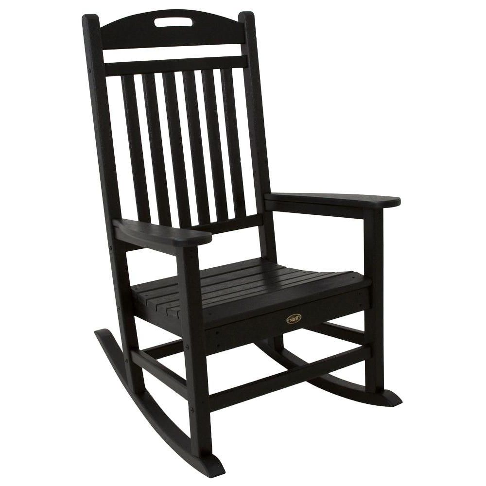 Recent Rocking Chairs For Patio In Trex Outdoor Furniture Yacht Club Charcoal Black Patio Rocker (Photo 4 of 15)