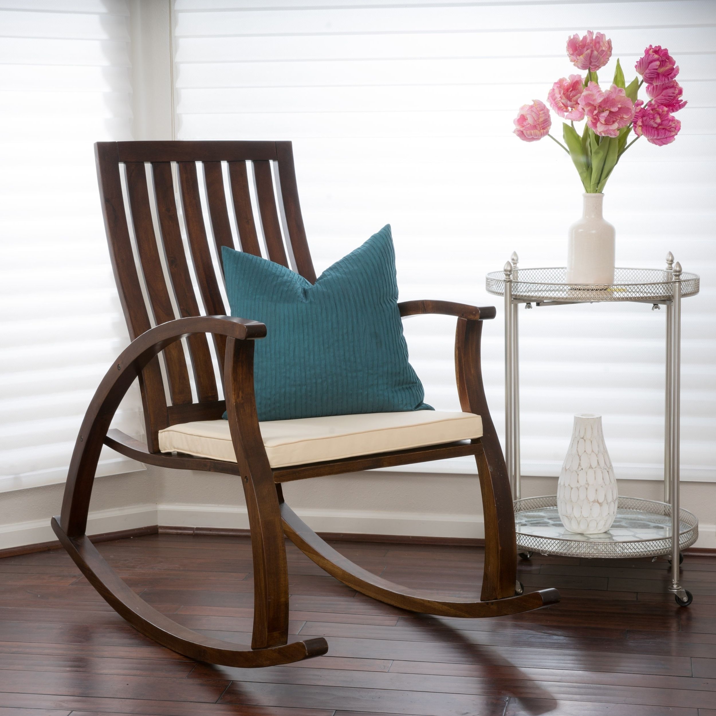 Rocking Chairs With Lumbar Support Inside Well Known Shop Abraham Brown Mahogany Wood Rocking Chair W/ Cushion (Photo 15 of 15)
