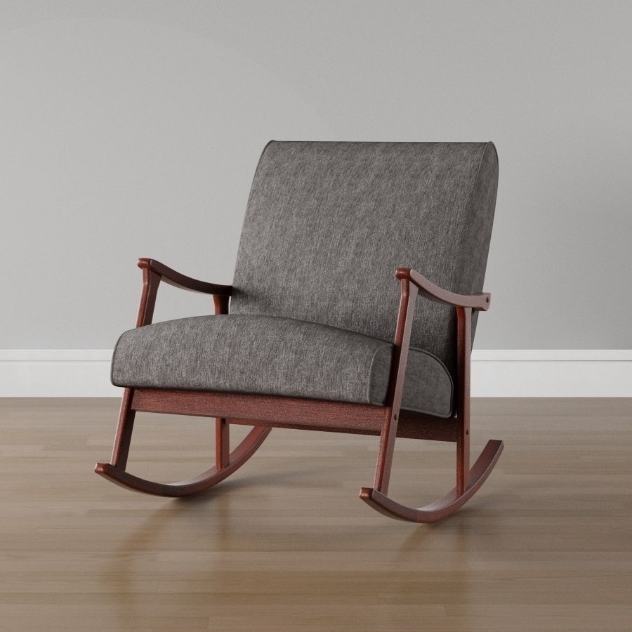Shop Carson Carrington Granite Grey Fabric Mid Century Wooden Regarding Popular Manhattan Patio Grey Rocking Chairs (View 10 of 15)