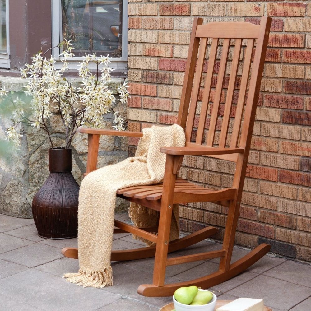 Teal Outdoor Rocking Chair Wooden Oak Rocking Chair Patio Throughout Patio Wooden Rocking Chairs (View 13 of 15)