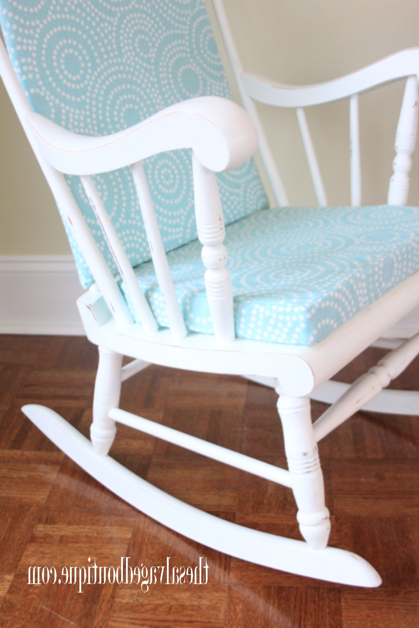 Upcycled Rocking Chairs Throughout Most Current Grandpa's Rocking Chair Brightened Up For New Baby Nursery. – The (Photo 3 of 15)