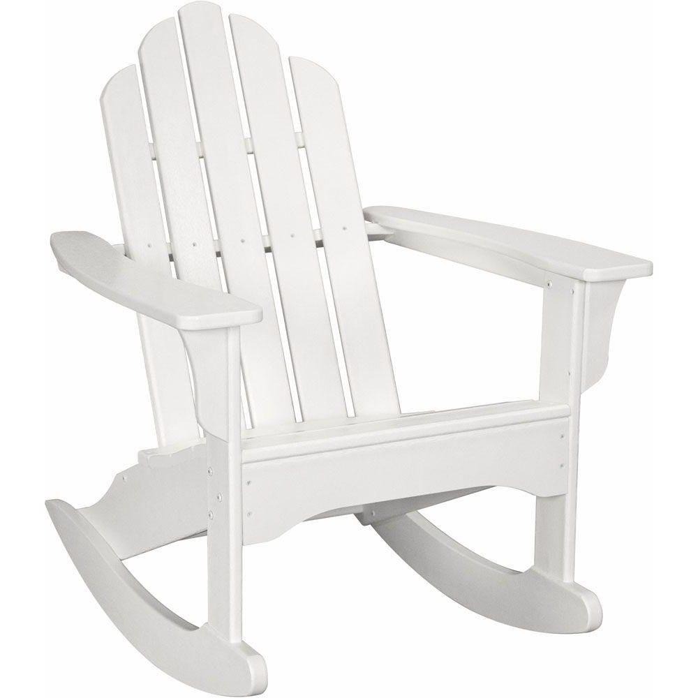 Well Known Hanover White All Weather Adirondack Rocking Patio Chair Hvlnr10wh In All Weather Patio Rocking Chairs (View 4 of 15)