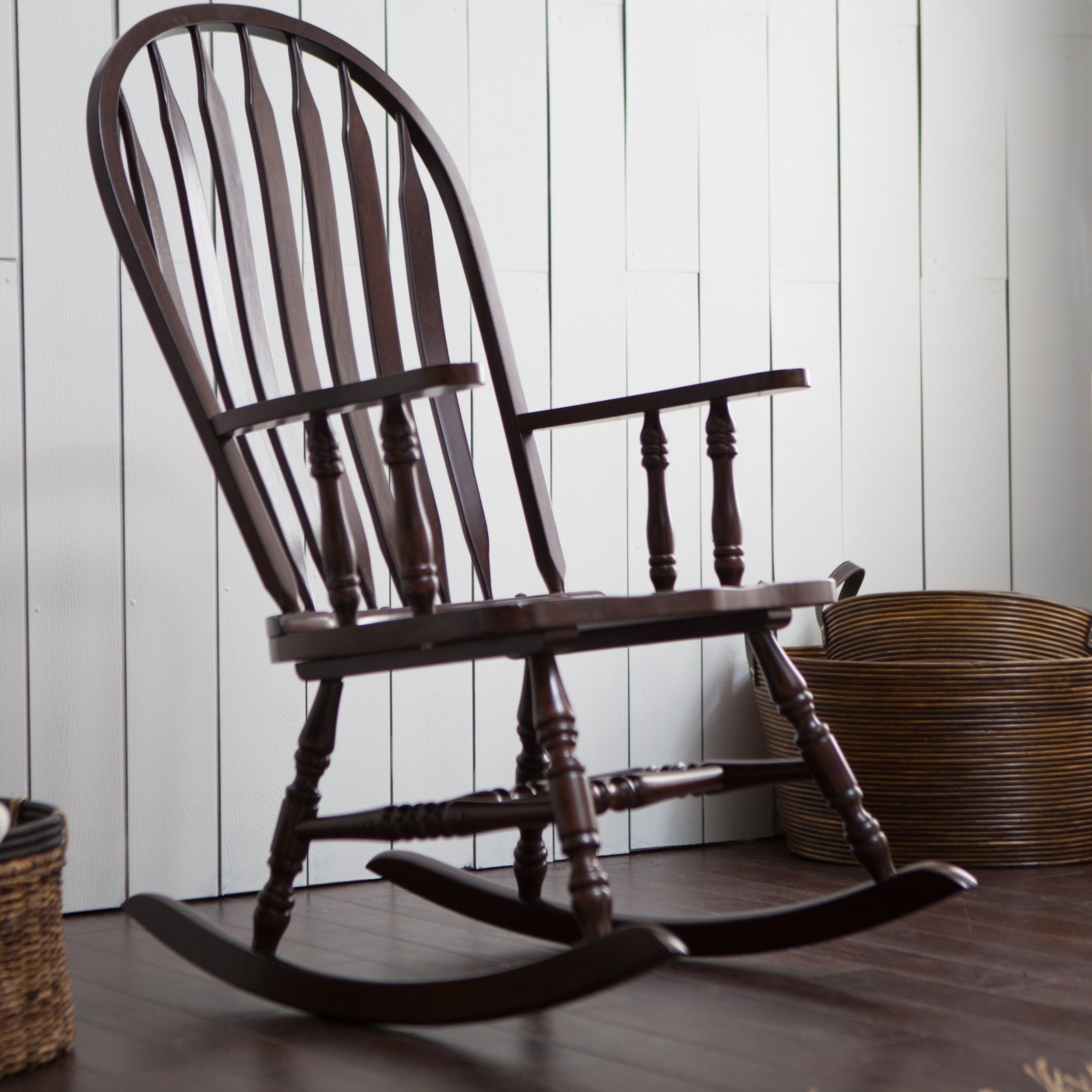 Well Known Rocking Chairs Regarding Belham Living Windsor Indoor Wood Rocking Chair – Espresso (View 8 of 15)