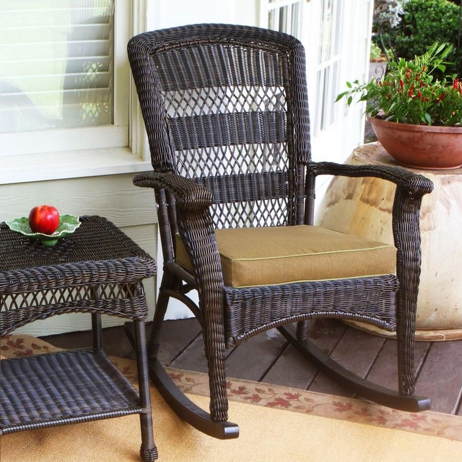 Widely Used Shop Tortuga Outdoor Portside Wicker Rocking Chair With Khaki For Outdoor Wicker Rocking Chairs With Cushions (Photo 5 of 15)