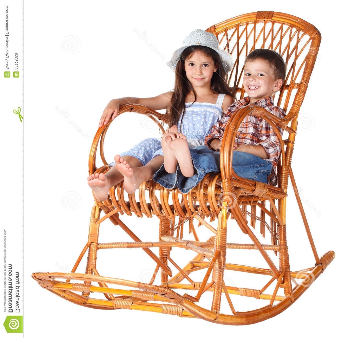 Xl Rocking Chairs Inside Most Current Two Kids Sitting In The Rocking Chair Stock Image – Image Of Pair (View 5 of 15)