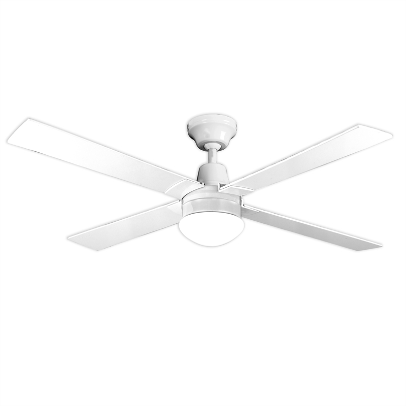 2017 Arlec 120cm White 4 Blade Ceiling Fan With Oyster Light (Photo 12 of 15)