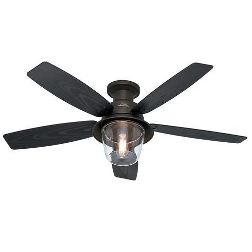 Hunter 52” Low Profile New Bronze Finish Ceiling Fan With Light With Famous Low Profile Outdoor Ceiling Fans With Lights (View 14 of 15)