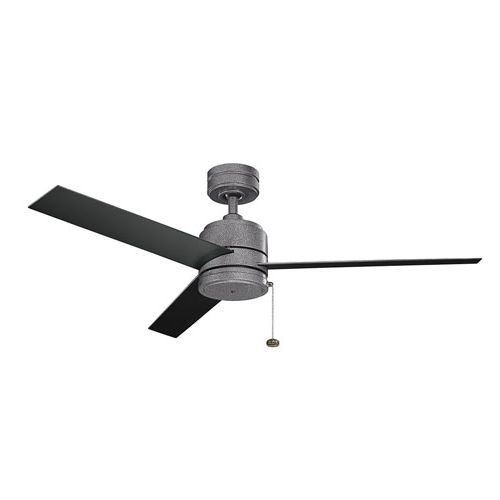 Kichler Arkwet Patio Weathered Steel Powder Coat Outdoor Ceiling Fan Pertaining To Trendy Outdoor Ceiling Fans At Kichler (View 18 of 22)
