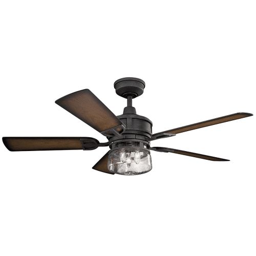 Kichler Outdoor Ceiling Fans With Lights In Widely Used Kichler 310139dbk Lyndon Patio 52" Outdoor Ceiling Fan With Light In (View 1 of 15)