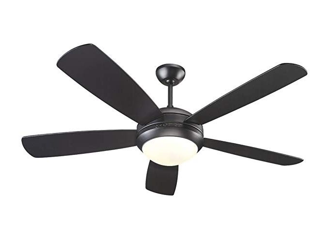Monte Carlo 5di52bkd L, Discus, 52" Ceiling, Matte Black – – Amazon Pertaining To Current Outdoor Ceiling Fans Under $ (View 10 of 15)