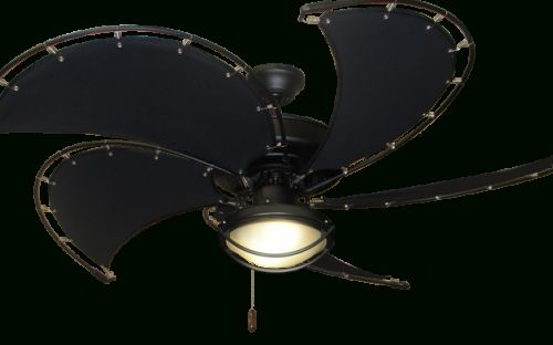 Nautical Outdoor Ceiling Fans Intended For Most Current Raindance Matte Black Nautical Ceiling Fan W/52" Spring Frame Fabric (View 4 of 15)