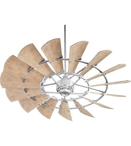 Outdoor Ceiling Fans Pertaining To Well Known Quorum 196015 9 Windmill 60 Inch Galvanized With Weathered Oak (View 7 of 15)