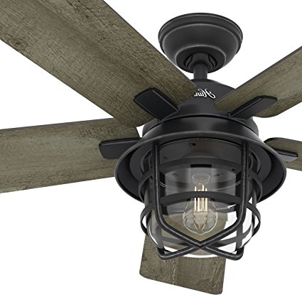 Outdoor Ceiling Fans With Covers With Regard To Most Recent Amazon: Hunter Fan 54" Weathered Zinc Outdoor Ceiling Fan With A (View 1 of 15)