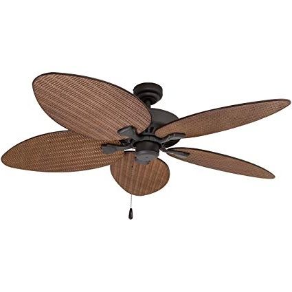 Outdoor Ceiling Fans With Leaf Blades Inside Favorite Prominence Home 80013 01 Palm Island Tropical Ceiling Fan, Palm Leaf (View 2 of 15)
