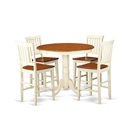 2017 Amazon – East West Furniture Javn5 Whi W 5 Piece Counter Height Intended For Jaxon Grey 5 Piece Extension Counter Sets With Wood Stools (View 2 of 20)