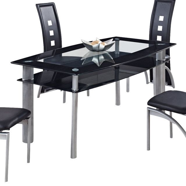 2017 Global Furniture Usa 1058dt Rectangular Black Glass Dining Table Pertaining To Black Glass Dining Tables (View 17 of 20)